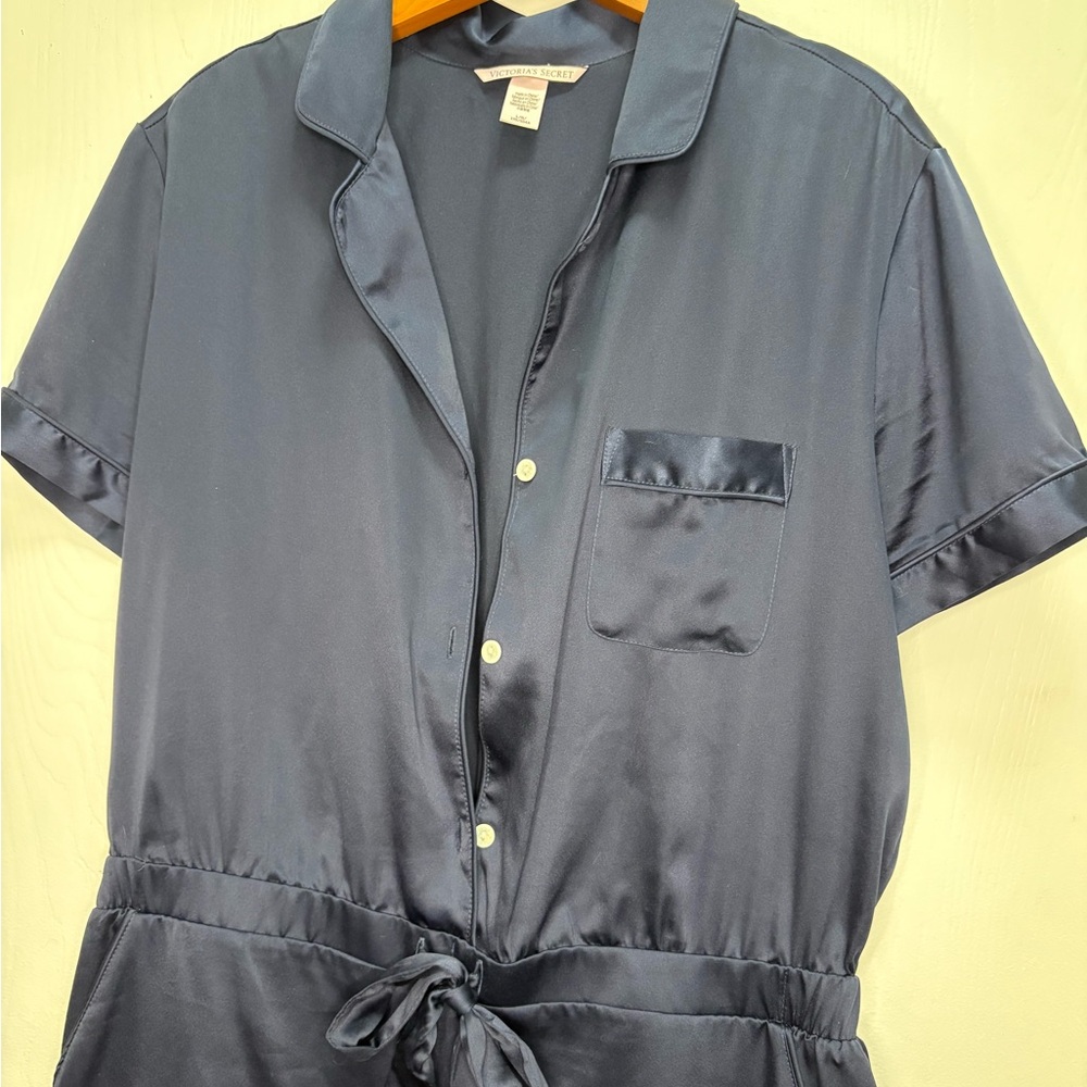 Victoria's Secret Midnight Blue Satin Romper
